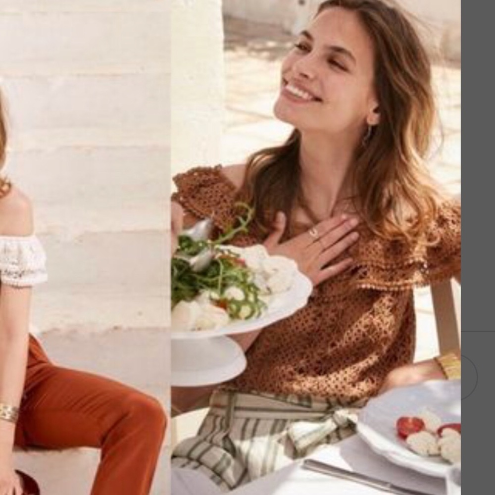Sezane Lua Crochet Off Shoulder Blouse XS